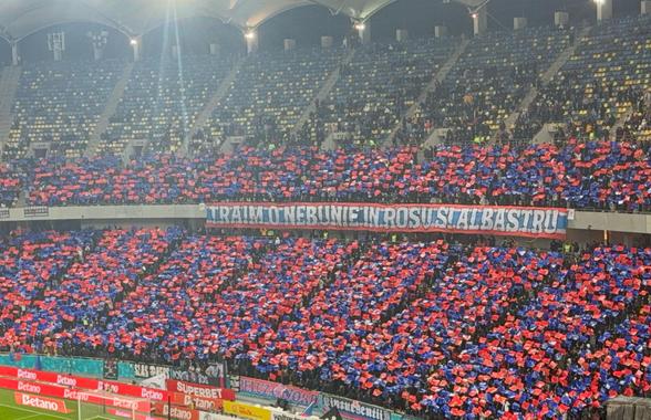 Scenografia pregătită de fanii FCSB la derby-ul cu Dinamo » Rivalii nu au replicat în peluza opusă