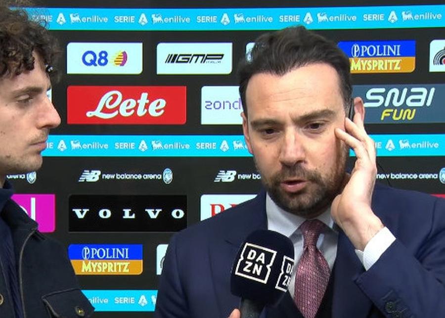 Giovanni Manna, directorul sportiv al lui Napoli. Foto: DAZN Napoli a luat foc după eșecul cu Atalanta: „Trebuie să luptăm și împotriva arbitrilor” » Conte a refuzat să participe la conferință