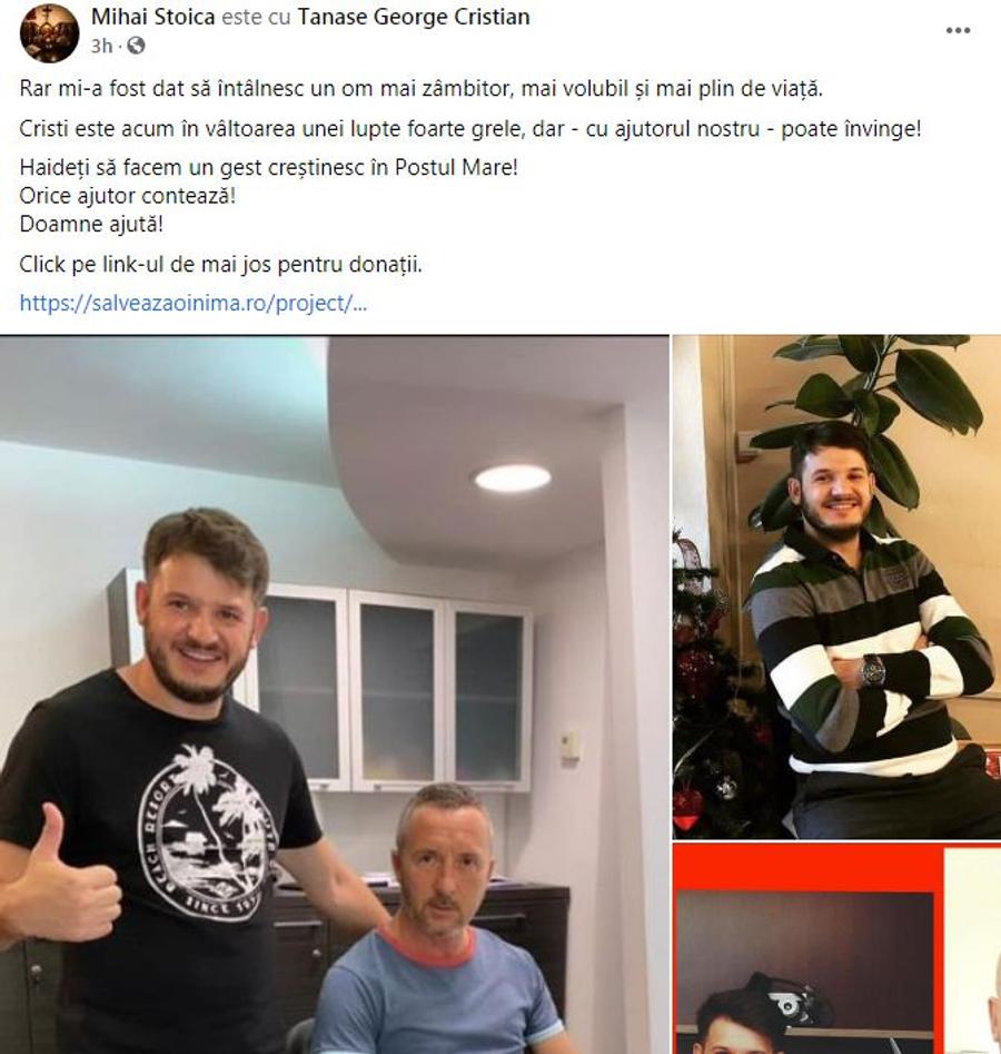 Suma donată de Vlad Chiricheș, după apelul făcut de MM Stoica pe Facebook: „Știu că nu-i va pica bine, dar trebuie să vă arăt”