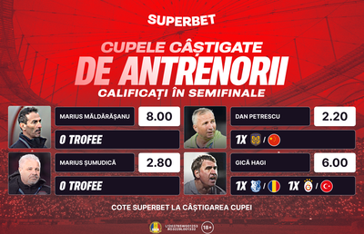Patru SuperAntrenori în luptă pentru trofeu: cum arată Cotele Superbet pentru câștigarea Cupei