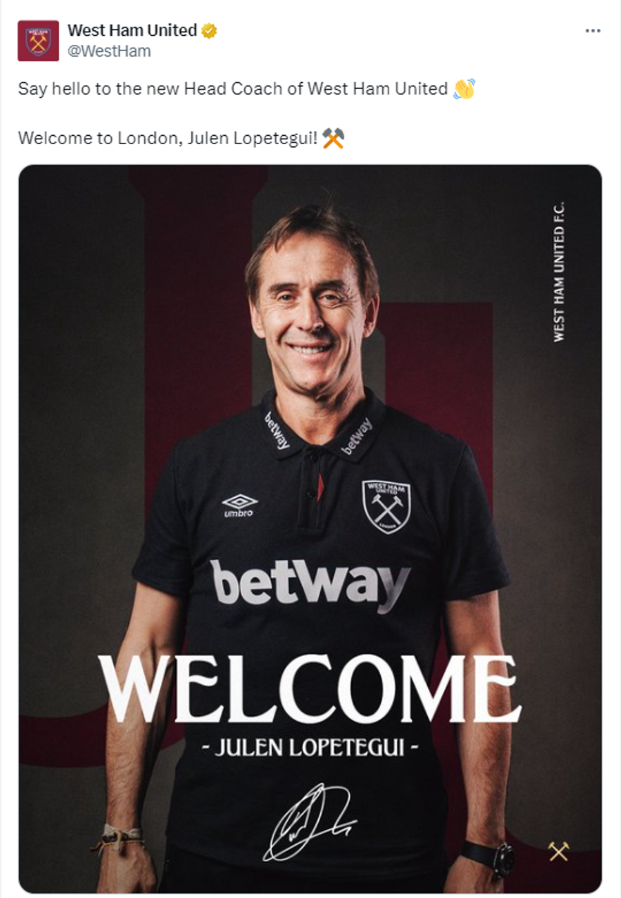 Julen Lopetegui, anunțat oficial de West Ham Julen Lopetegui revine în Premier League și are obiectivul trasat » Prima reacție a antrenorului