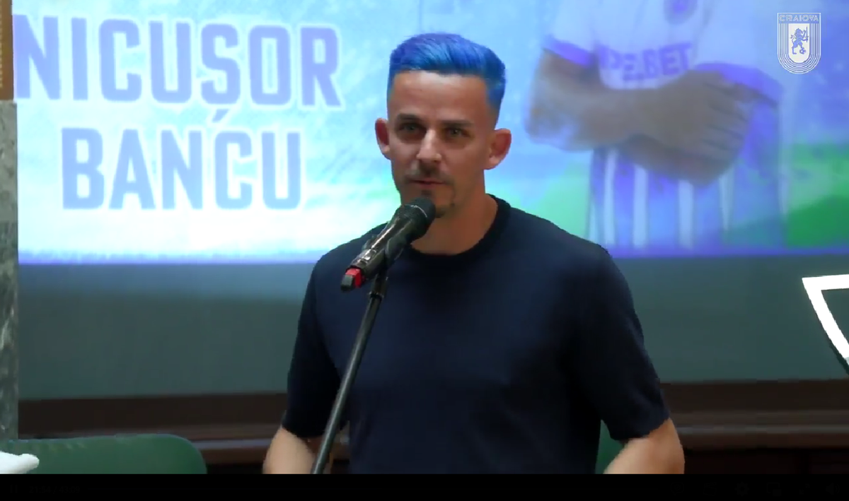 Bancu, precum Rațiu! Căpitanul Craiovei a apărut cu părul albastru la ceremonia de la Primărie » Ce le-a transmis Lia Olguța Vasilescu campionilor României