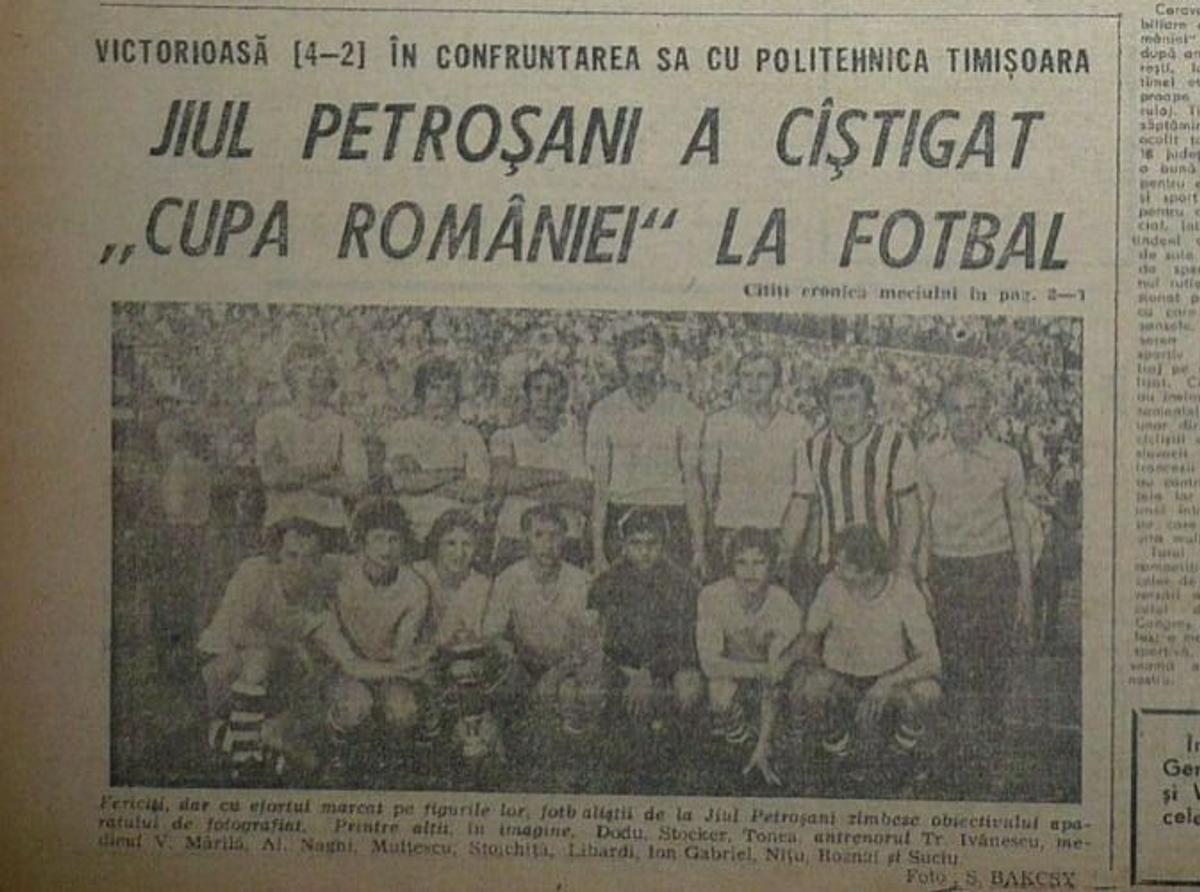 48 de ani de la unicul trofeu din istoria Jiului, Cupa României » Drama lui Mulțescu: „Am alergat ca un câine să câștig bani pentru tratamentul soției, care suferea de scleroză în plăci la nici 20 de ani!"