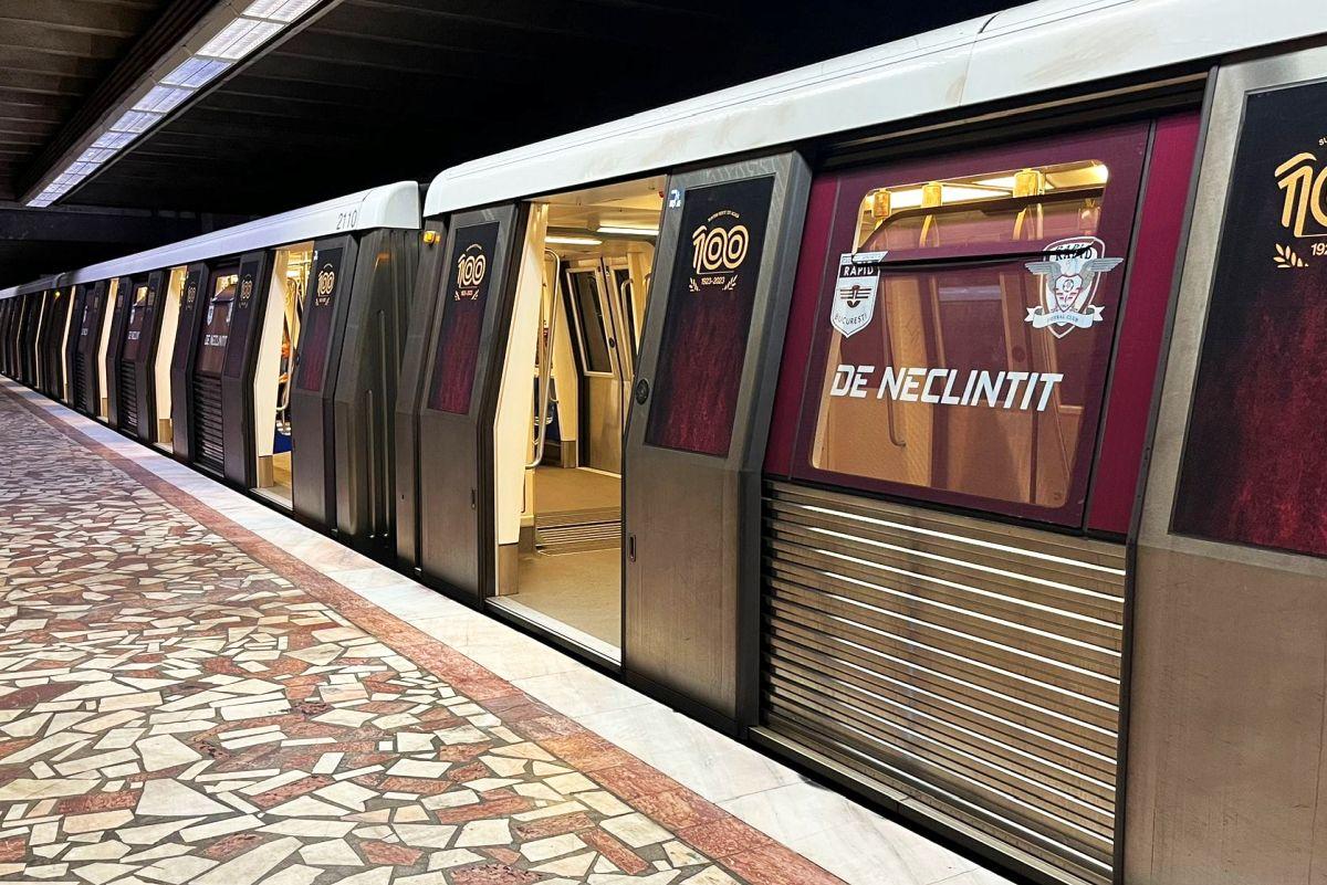 Rapid e peste tot acasă, inclusiv la metrou: „A fost pusă în circulație garnitura de metrou «Rapid 100»”