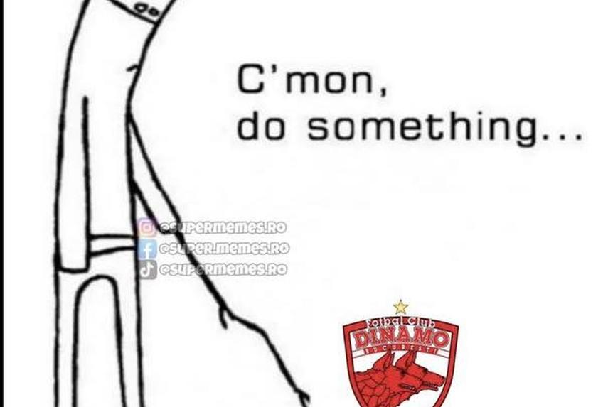 Refuzul vehement al „câinilor” de a amâna meciul a fost exploatat la maximum de fani, care s-au legat de apatia din jocul echipei lui Burcă / Sursă: Instagram@ supermemes.ro