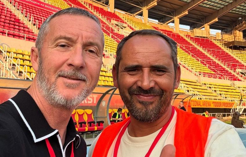 Mihai Stoica s-a împăcat cu cameramanul pe care l-a agresat înaintea meciului cu Vardar Skopje din 2013. Foto: Facebook @Mihai Stoica