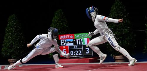 Irina Embrich (stânga), la CE din 2024 Foto: European Fencing Confederation