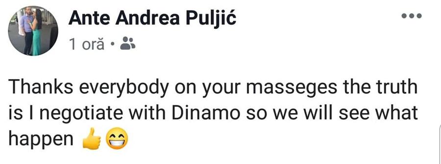 DINAMO // Ante Puljic recunoaște tratativele » Mesaj de ultimă oră pentru fani: „E adevărat, negociez cu Dinamo”