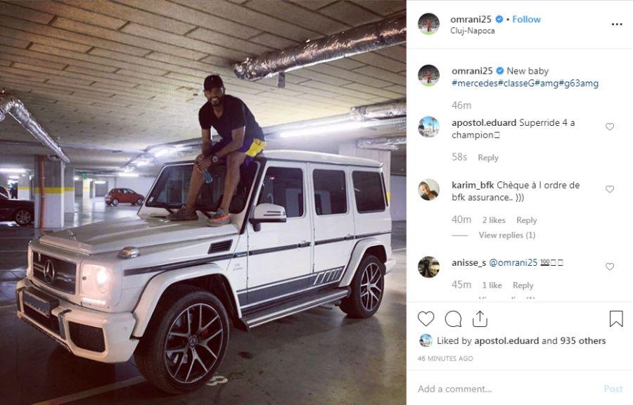 FOTO: Captură Instagram FOTO Îi merge bine la CFR Cluj » Billel Omrani și-a achiziționat un bolid de 150.000 de dolari!
