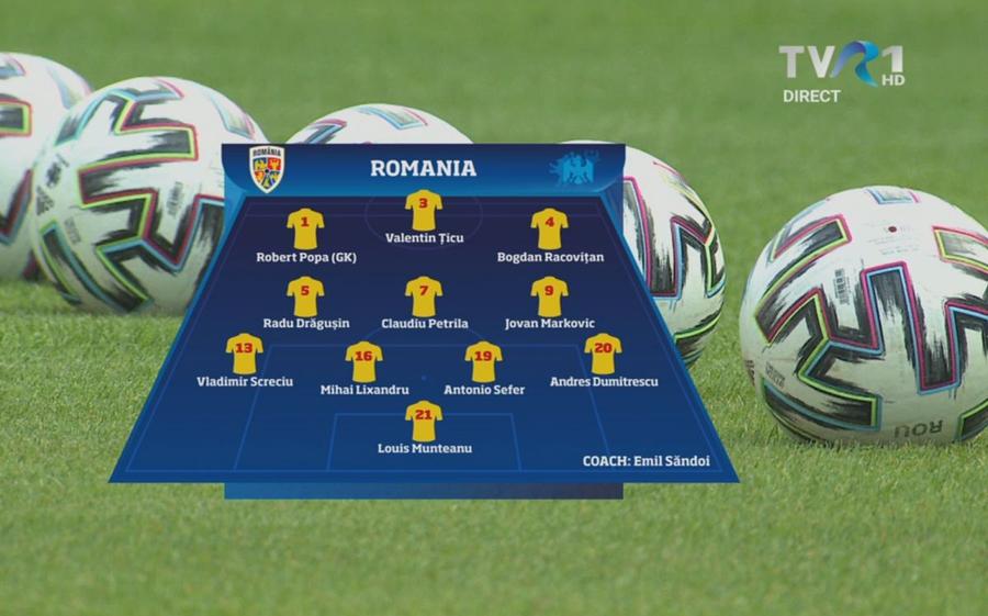 Grafica TVR înainte de România U21 - Spania U21 / captură TV Incredibil ce a apărut pe grafica TVR la România U21 - Spania U21! Gafă colosală
