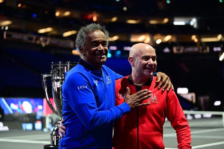 Yannick Noah și Andre Agassi - antrenamente Laver Cup 2026 Foto: Ben Solomon/Laver Cup