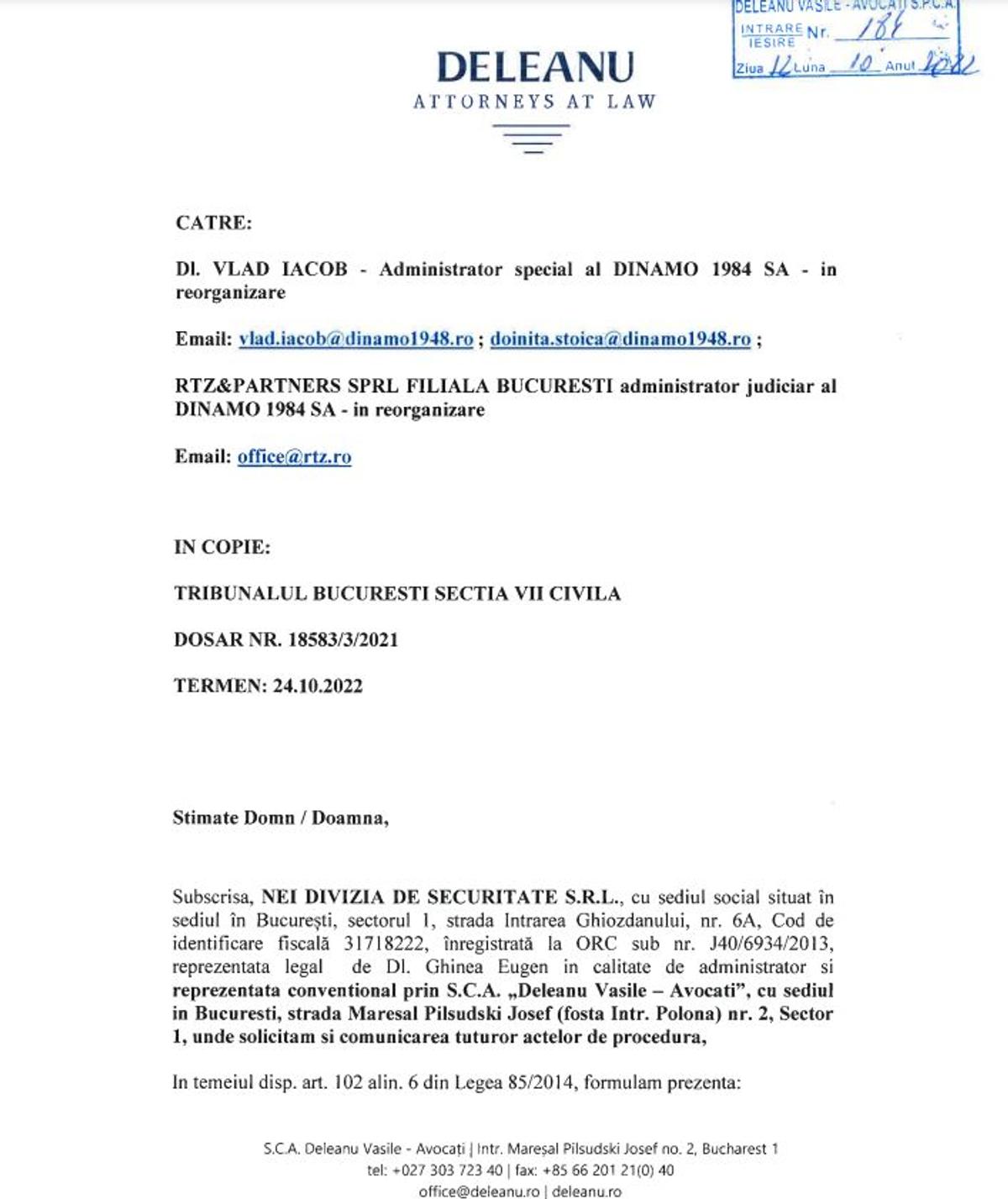 O firmă de securitate cere falimentul lui Dinamo! GSP.ro a intrat în posesia documentelor
