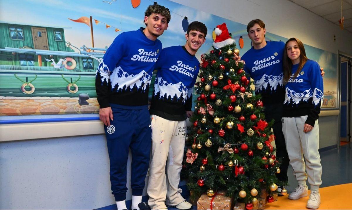 Cristi Chivu, Javier Zanetti, Denzel Dumfries și Pio Esposito, în vizită la copiii din Spitalul San Raffaele