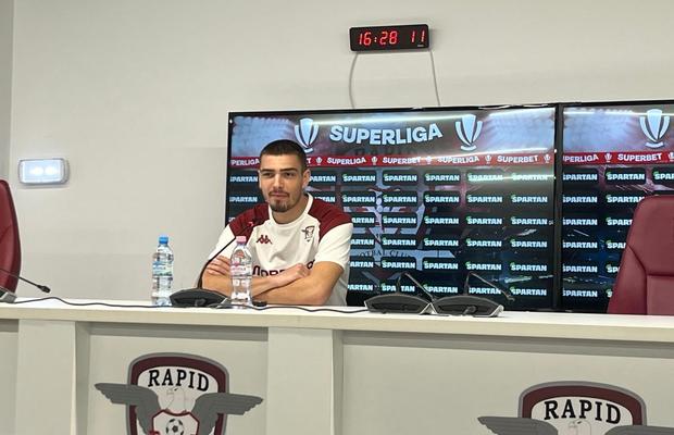 Denis Ciobotariu, prima conferință în tricoul Rapidului