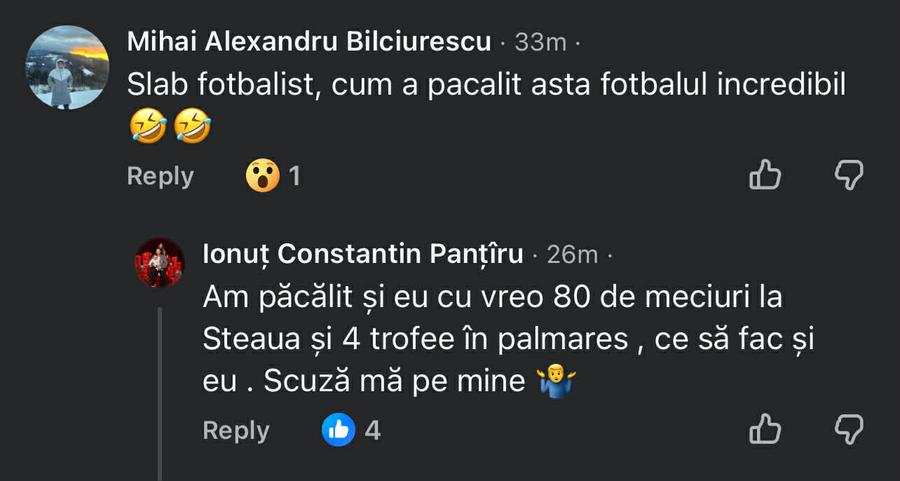 sursa foto: captură Facebook CS Tunari Ionuț Panțîru a rămas fără echipă » Jucătorul s-a contrat cu un fan: „Scuză-mă pe mine”