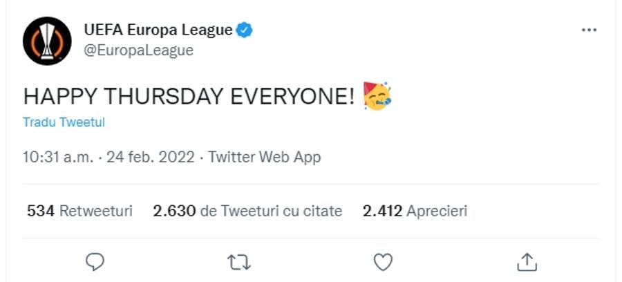 UEFA, ce gafă, la 5 ore de la atacul Rusiei asupra Ucrainei! » Reacțiile dure nu au întârziat să apară: „Voi chiar vorbiți serios?!”