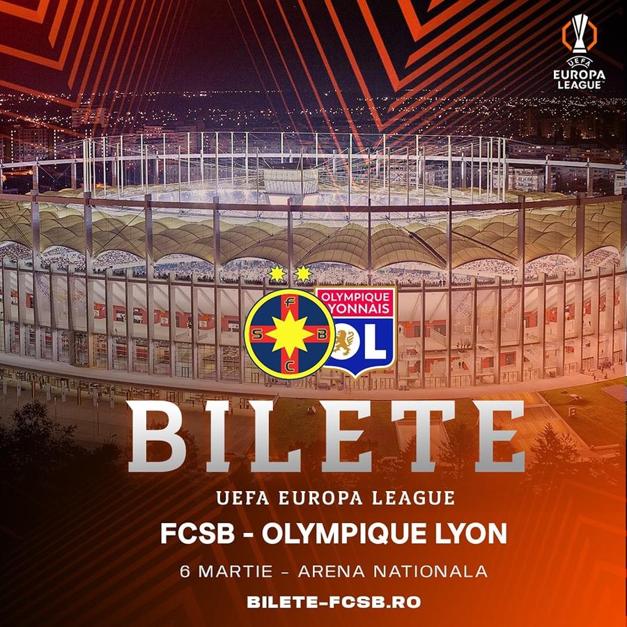 Bilete FCSB - Lyon Se pun în vânzare biletele pentru „optimea” FCSB - Lyon! Tichetele sunt mai scumpe decât în duelul cu PAOK