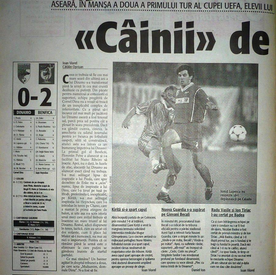 Cronica din ediția de a doua zi a Gazetei Sporturilor Benfica vrea să repete cu Real Madrid ce a mai reușit DOAR cu Dinamo!