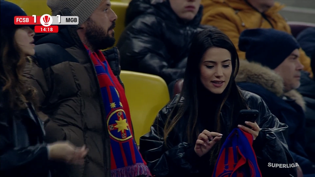 Soția titularului de la FCSB, la prima apariție pe Arena Națională » Cum a fost surprinsă în tribune