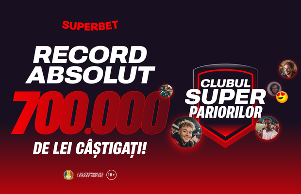 Record absolut în Clubul SuperPariorilor: 700.000 de lei în luna februarie!