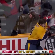Filip Forsberg (Nashville Predators) și Moritz Seider (Detroit Red Wings) FOTO: captură video
