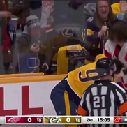 Filip Forsberg (Nashville Predators) și Moritz Seider (Detroit Red Wings) FOTO: captură video