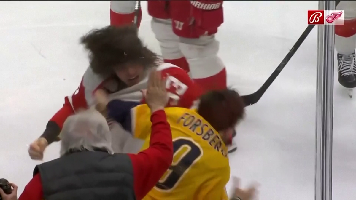S-au împărțit pumni mai ceva ca într-un ring de box! Imagini incredibile la un meci de hochei