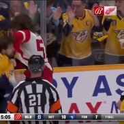 Filip Forsberg (Nashville Predators) și Moritz Seider (Detroit Red Wings) FOTO: captură video