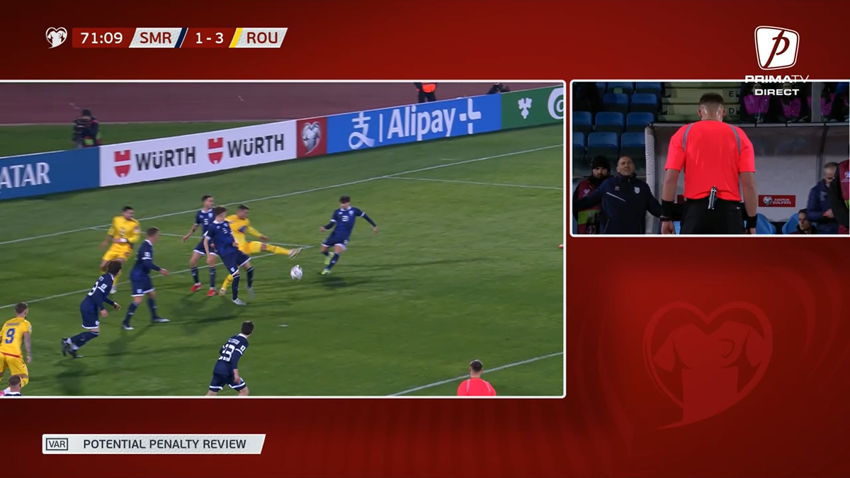 Decizie controversată în San Marino - România » La fel ca în meciul cu Bosnia: de ce nu s-a acordat penalty la un henț clar