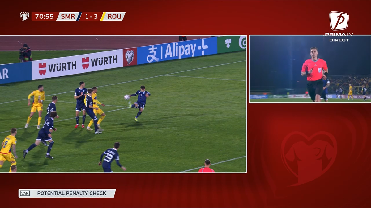 Decizie controversată în San Marino - România » La fel ca în meciul cu Bosnia: de ce nu s-a acordat penalty la un henț clar
