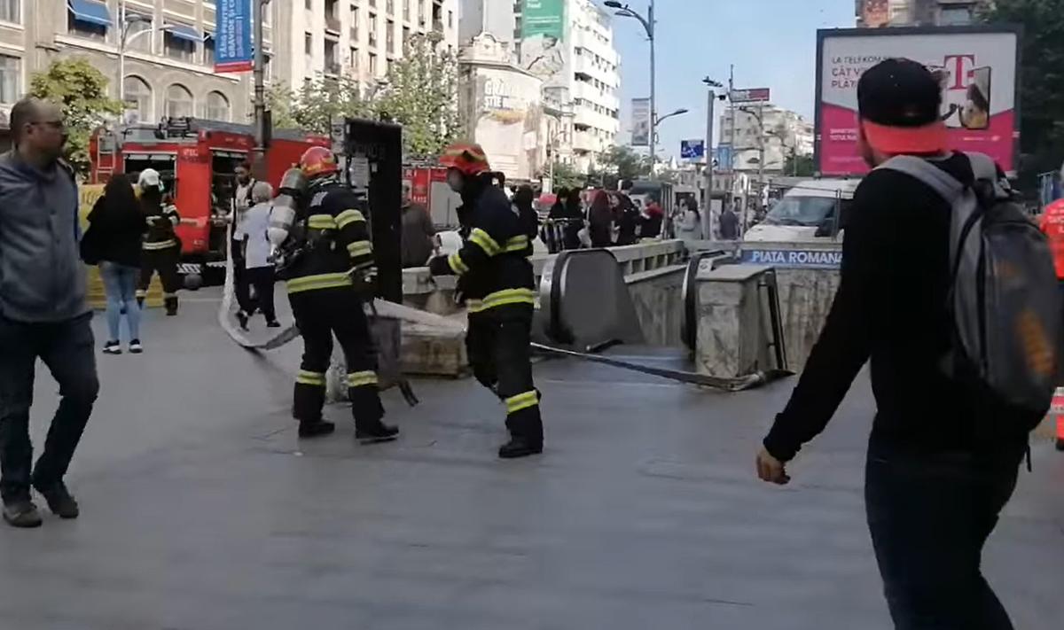 Alertă de incendiu la metroul de la Piața Romană