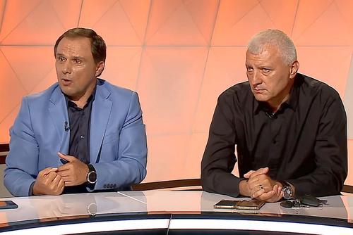 Basarab Panduru (în stânga) și Florin Motroc, la OrangeSport