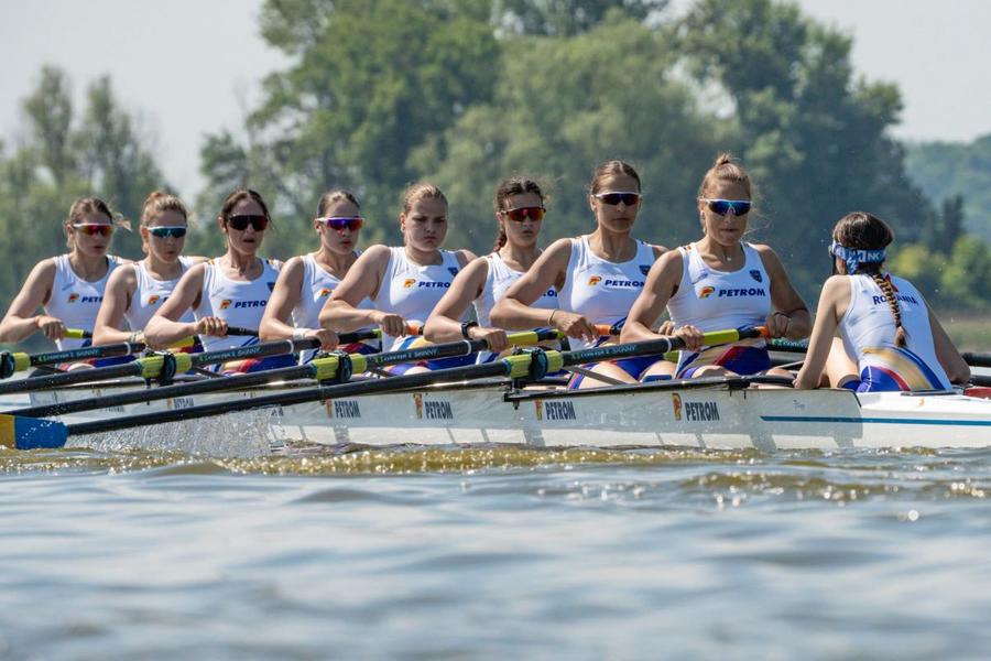 Barca feminină a României de 8 plus 1 rame la CE Juniori 2026 Foto: FR Canotaj/Balint Czucz Șase medalii, dintre care două de aur, pentru canotorii români la Campionatele Europene de juniori