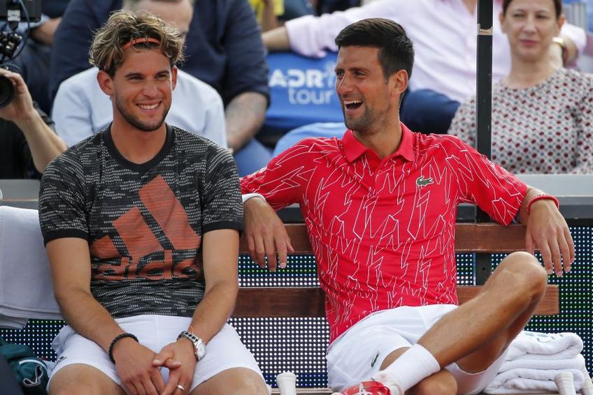 Novak Djokovic, alături de Dominic Thiem la Adria Tour. foto: Guliver/Getty Images