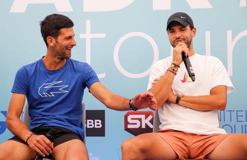 Novak Djokovic și Grigor Dimitrov, zâmbind înainte de dezastru Foto Guliver/GettyImages
