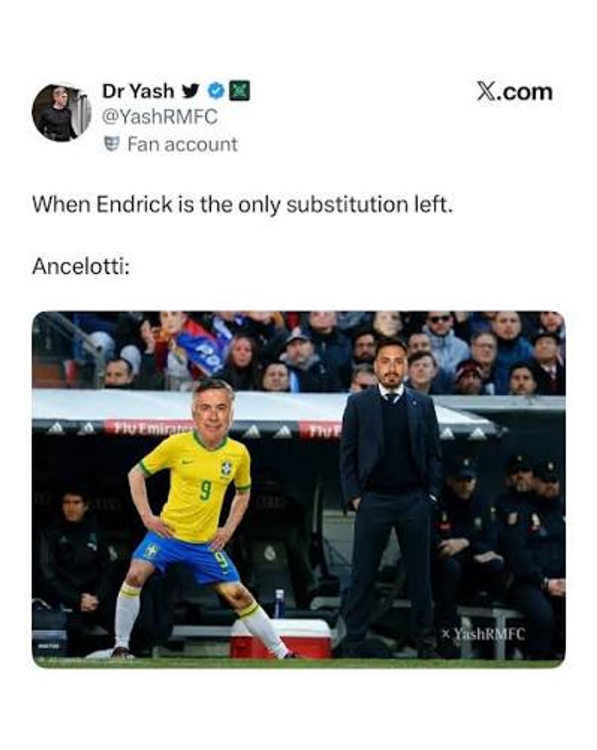 Meme-urile cu Endrick și Carlo Ancelotti // foto: capturi X