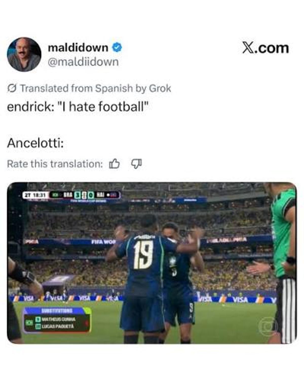 Meme-urile cu Endrick și Carlo Ancelotti // foto: capturi X