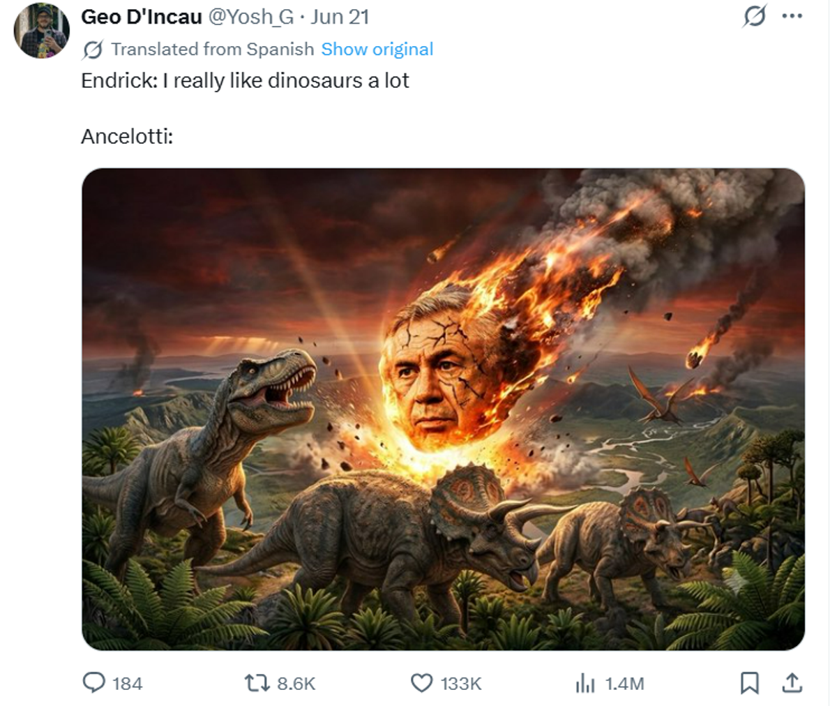 De ce au devenit meme-urile cu Endrick și Carlo Ancelotti senzația virală a acestui Campionat Mondial