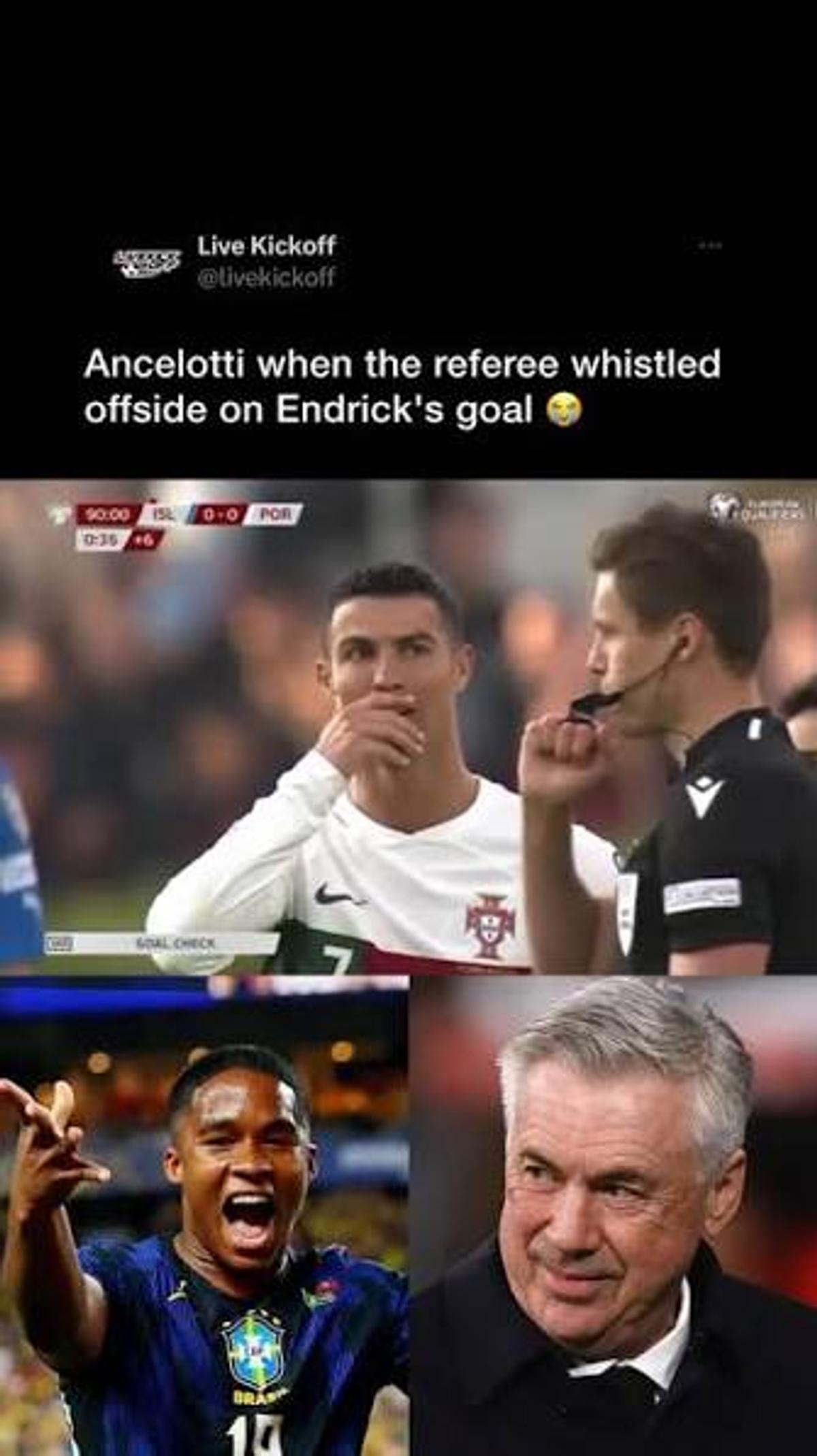Meme-urile cu Endrick și Carlo Ancelotti // foto: capturi X