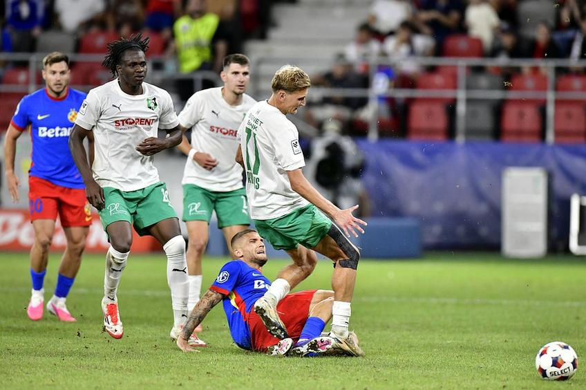 La ultima fază, Daniel Bîrligea a fost călcat în careul advers, dar FCSB nu a primit penalty // foto: Cristi Preda (GSP)