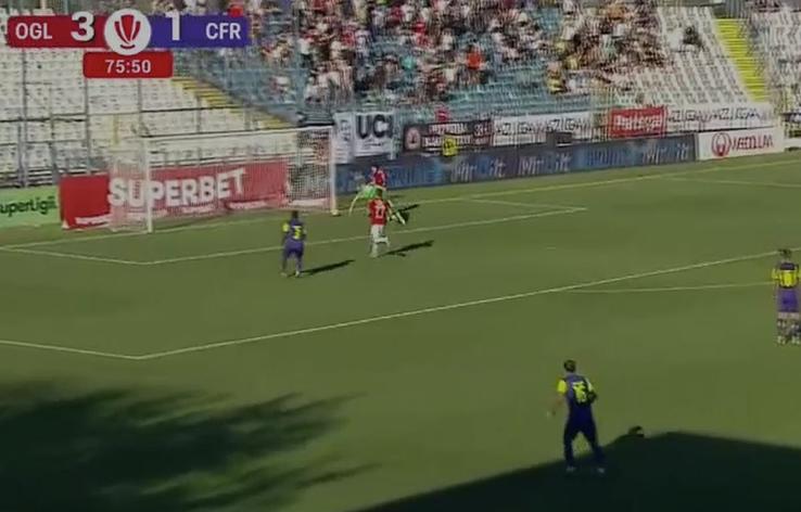 Oțelul Galați - CFR Cluj, gafă la golul de 4-1 / FOTO: Captură TV @Prima Sport 1