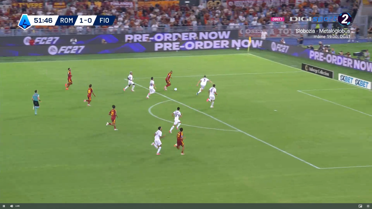 Al doilea gol al lui Malen din AS Roma - Fiorentina