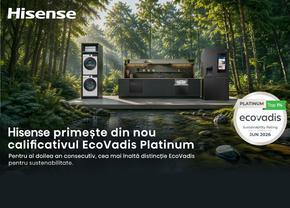 Hisense primește pentru al doilea an consecutiv cel mai înalt calificativ EcoVadis Platinum