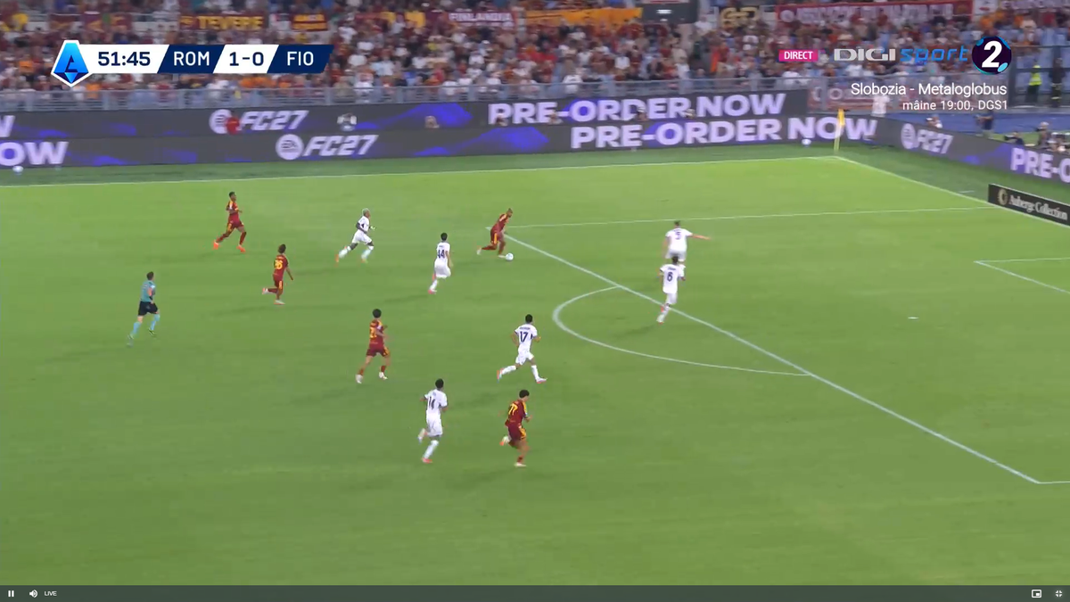 Al doilea gol al lui Malen din AS Roma - Fiorentina