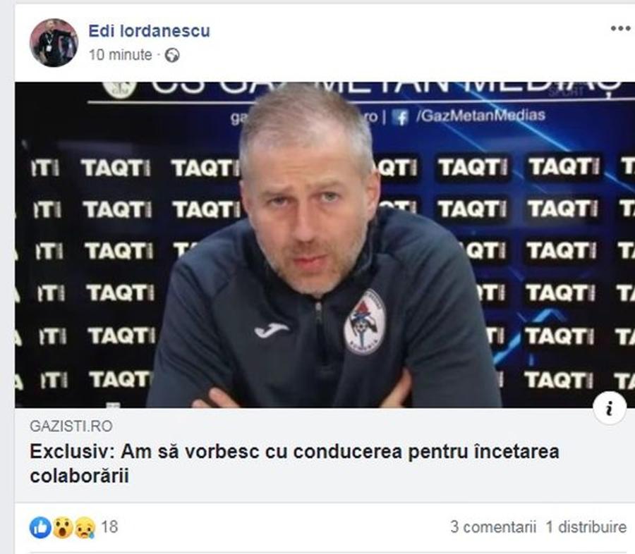 ȘOC în Liga 1! Edi Iordănescu pleacă de la Gaz Metan Mediaș!