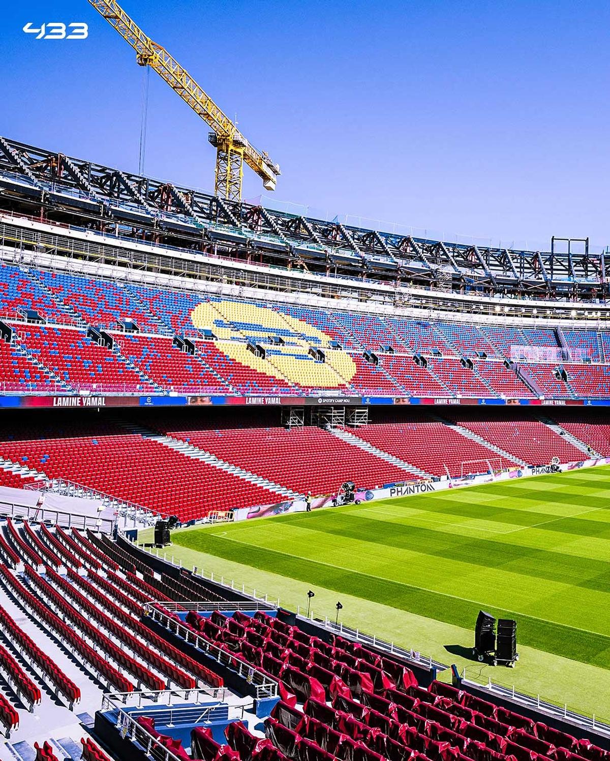 Cum arată Camp Nou după doi ani de lucrări. Foto: Instagram @433