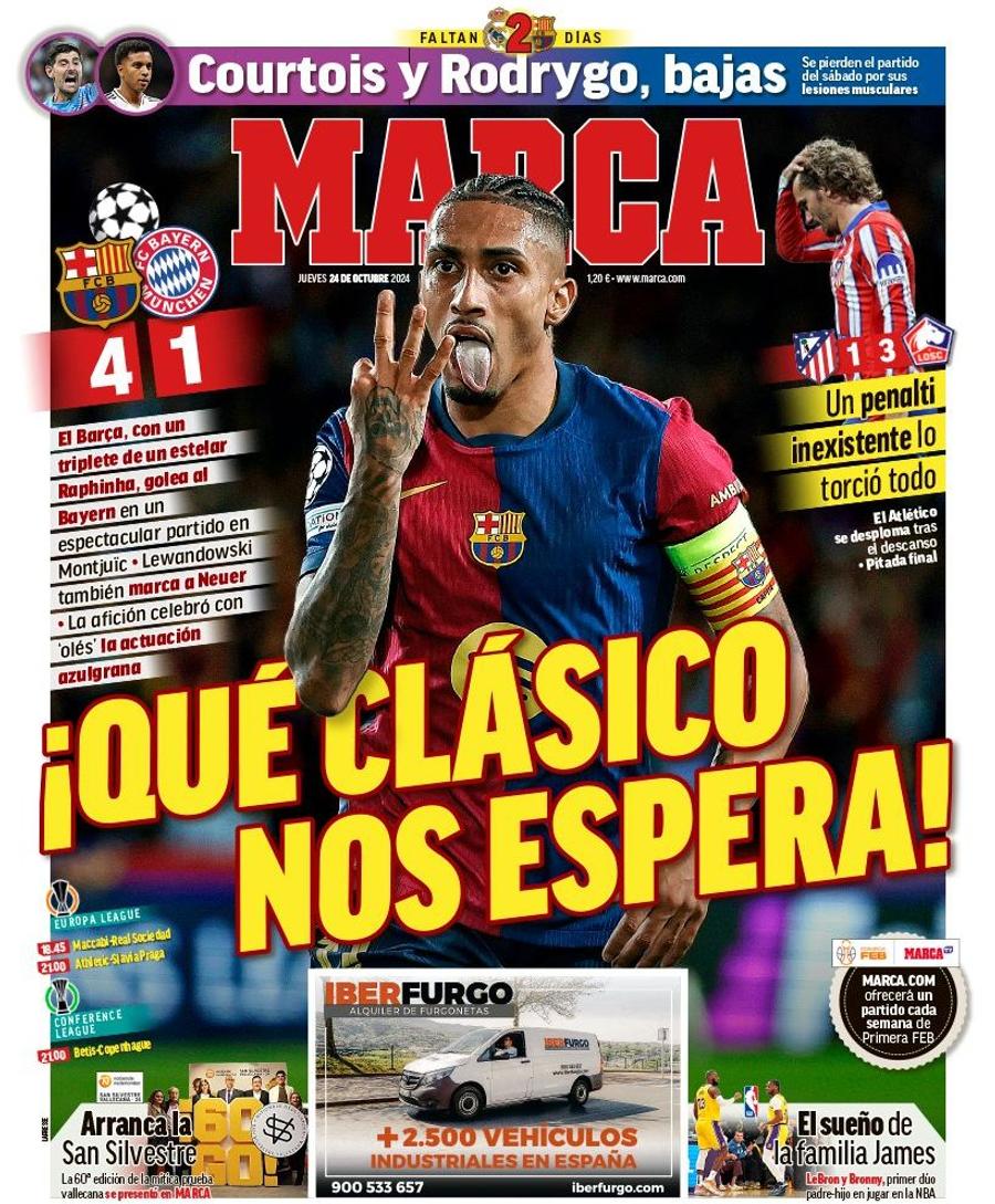 Coperta MARCA de astăzi S-au vorbit? Ce au pus pe copertă ambele ziare din Catalonia, după istoricul Barcelona - Bayern 4-1