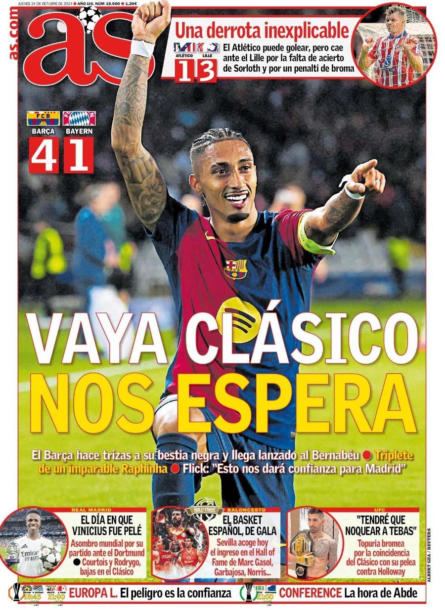 Diario AS, trimitere către El Clasico pe coperta ziarului de astăzi S-au vorbit? Ce au pus pe copertă ambele ziare din Catalonia, după istoricul Barcelona - Bayern 4-1