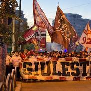 Suporterii rapidiști, show în drumul spre Arena Națională