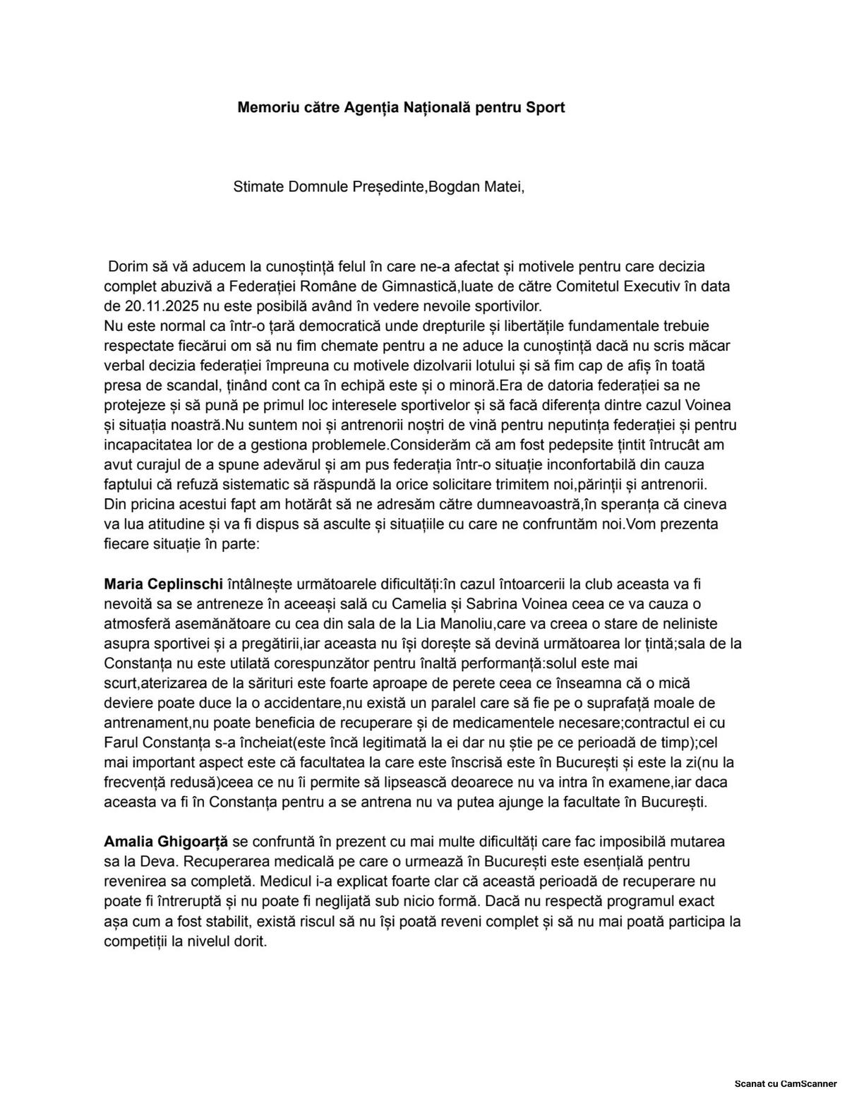 5 gimnaste importante ale României au depus un memoriu colectiv la ANS pentru ca federația să revină asupra deciziei de dizolvare a loturilor
